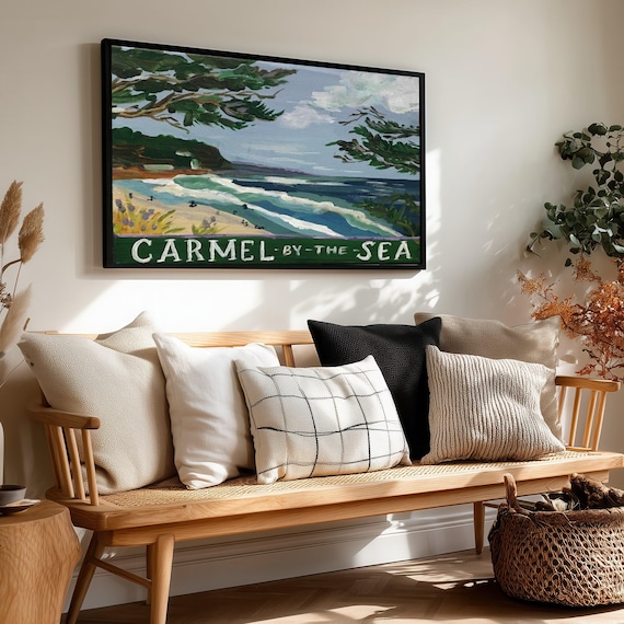Carmel By The Sea Painted Ocean Waves Cypress Beach Wall Poster