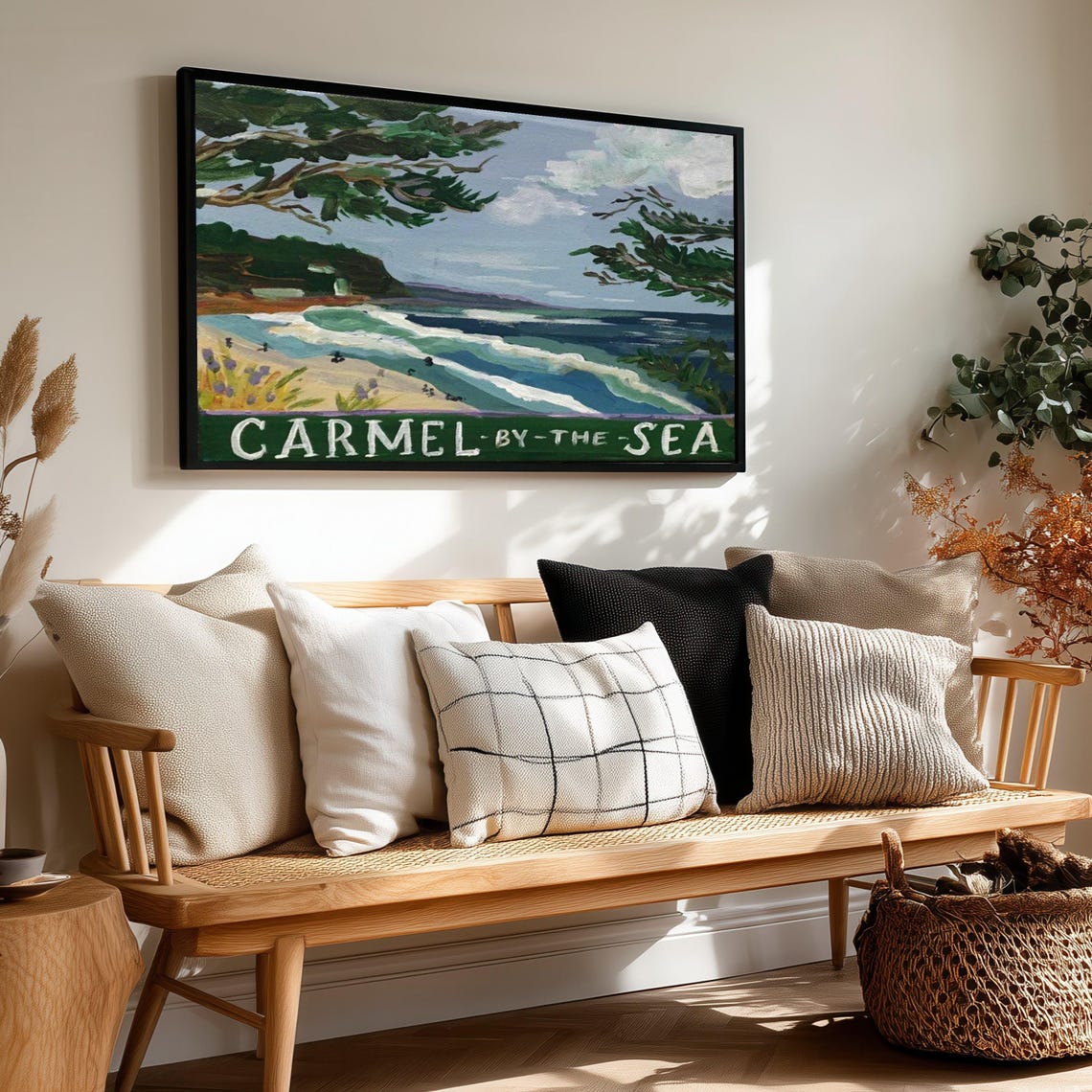 Carmel By The Sea Painted Ocean Waves Cypress Beach Wall Poster