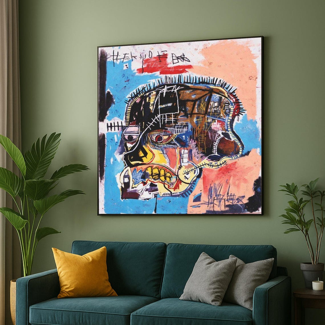 Jean-Michel Basquiat Style Skull Head Profile Graffiti Art Poster