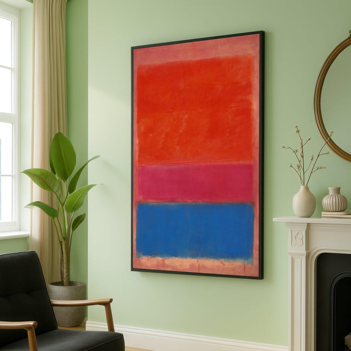 Rothko Style Orange Red Magenta Blue Color Block Abstract Poster