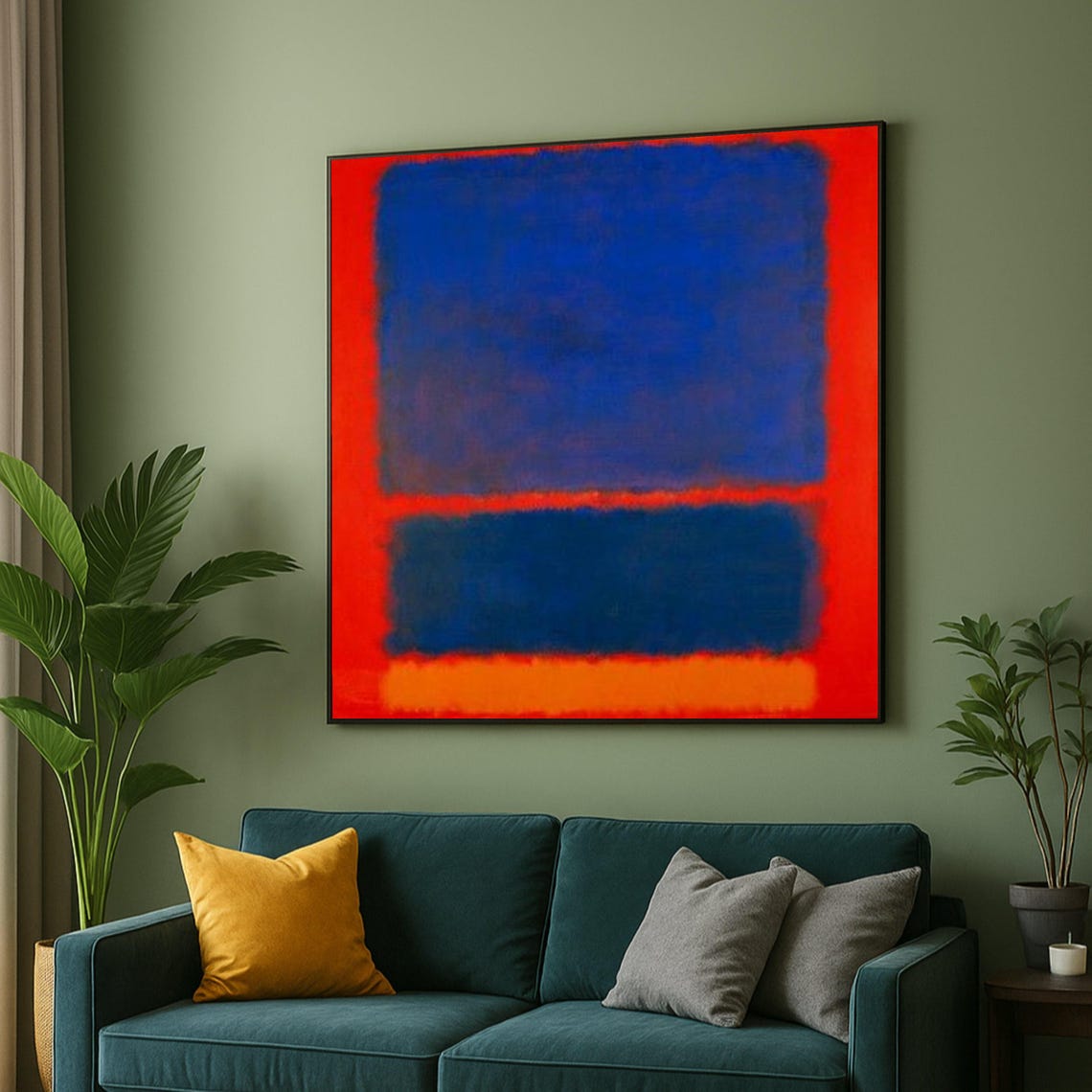 Rothko Style Red and Blue Color Block Bold Abstract Modern Poster