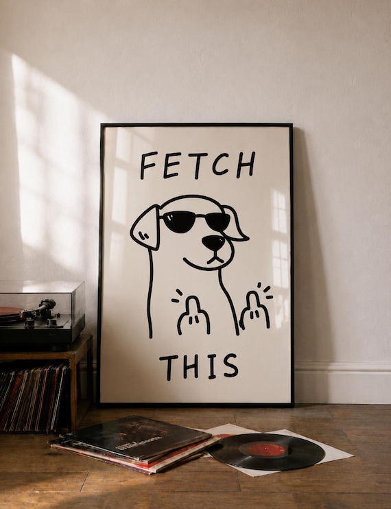 Funny Dog Retro Minimalist Poster Print