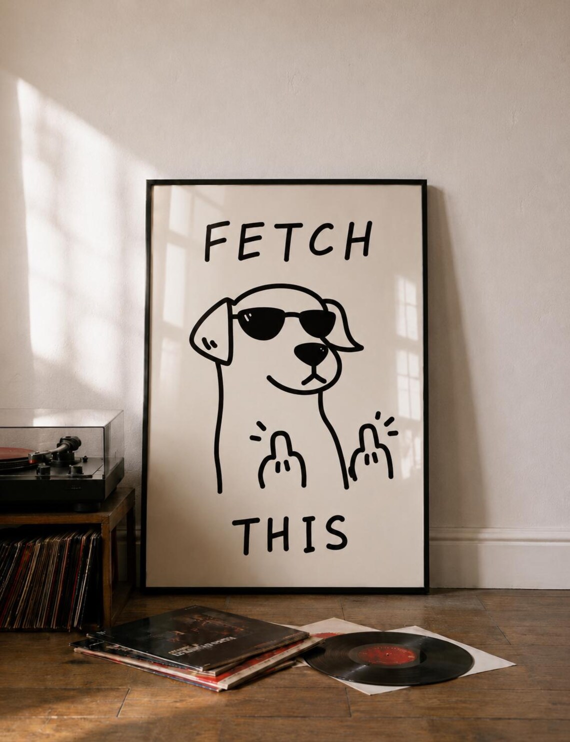 Funny Dog Retro Minimalist Poster Print