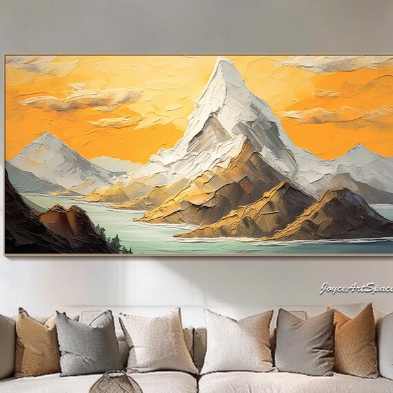 Abstract Mountain Oil Painting On Textured Landscape Art Modern Wall Decor Living Room Wall Art Large Mountain Wall Art Office Decor
