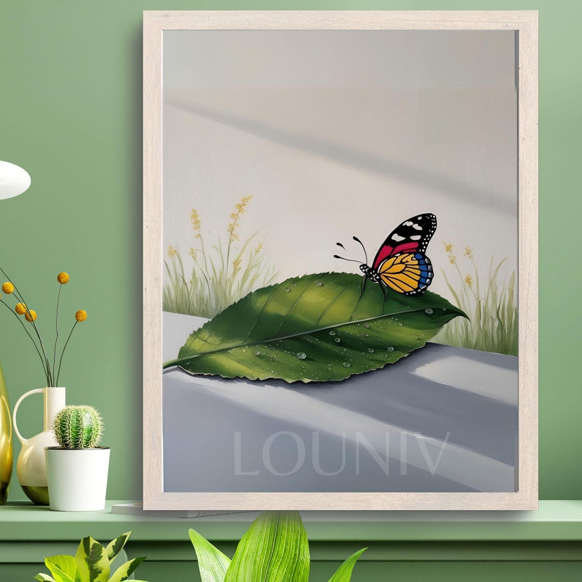 Butterfly Leaf Wall Art Whimsical Nature Print For Playful And Natural Spaces Simple Butterfly Art