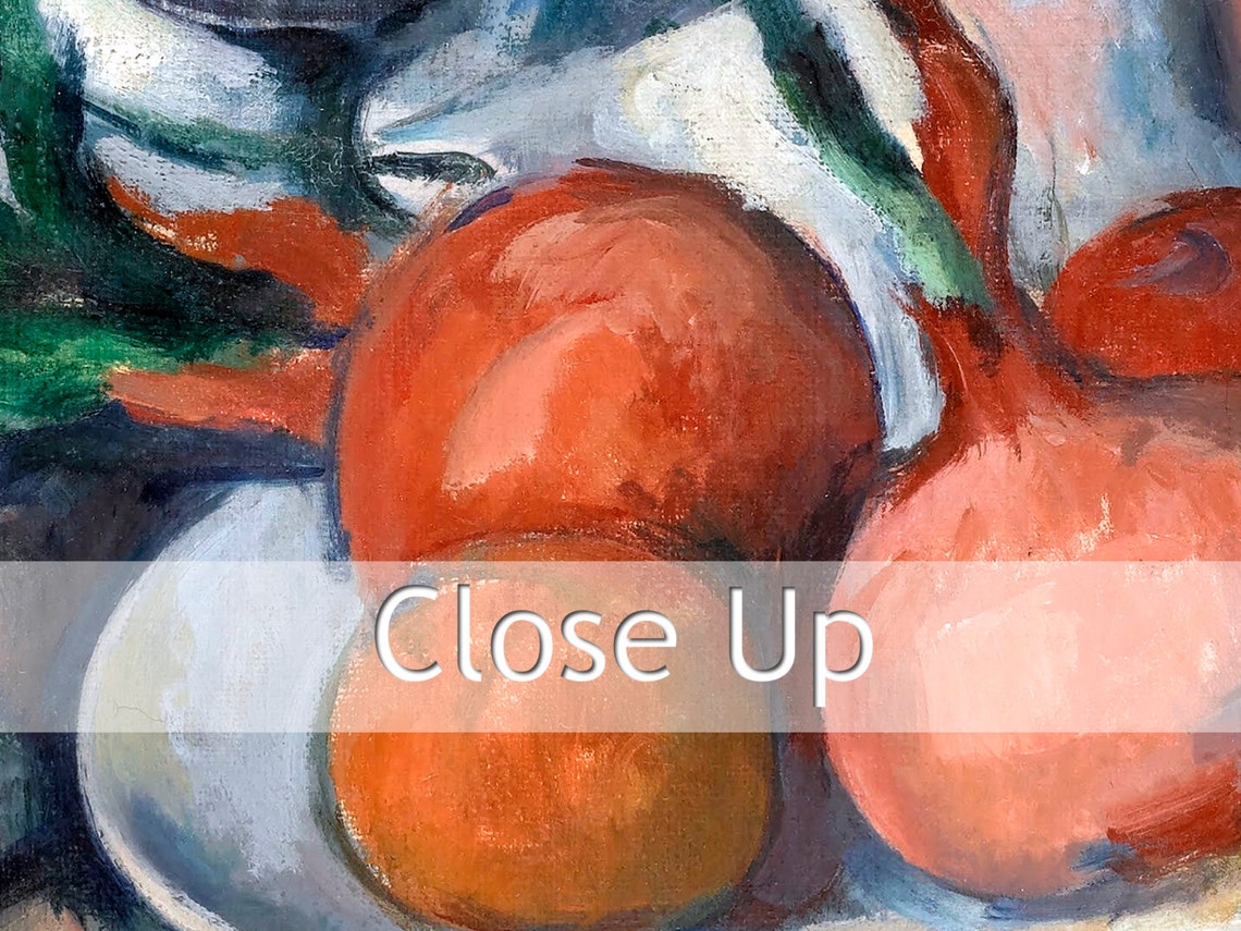 Paul Cezanne Still Life With Onions Bottle And Fruit On Table Poster - Image 2