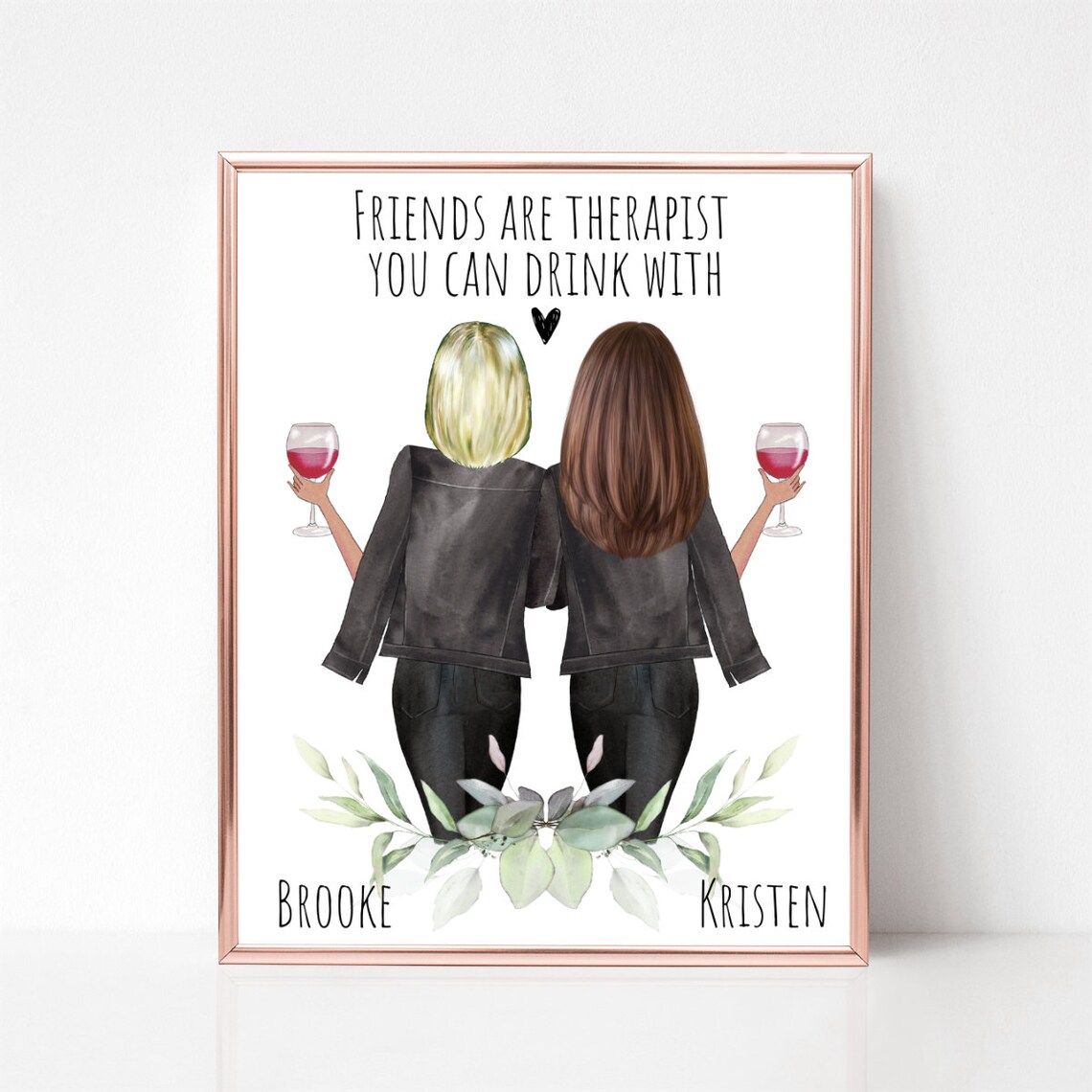 Friends Are Therapist You Can Drink With Funny Wine Quote Poster