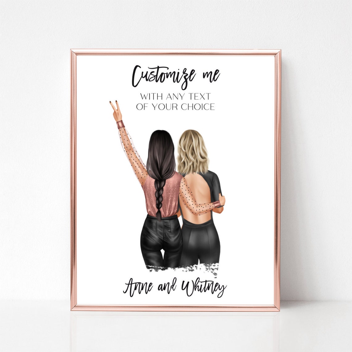 Two Friends Customizable Text Any Quote Personalized Gift Poster