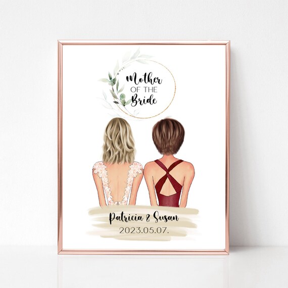 Mother of the Bride With Daughter Floral Wedding Date Poster