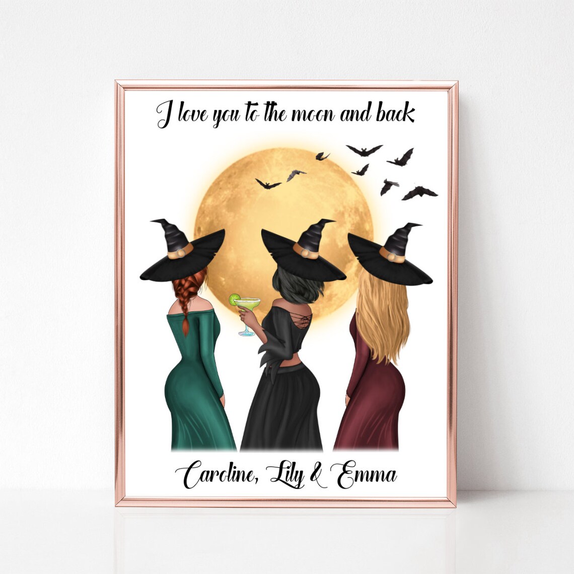 Witch Best Friends I Love You to the Moon and Back Quote Poster - Image 2