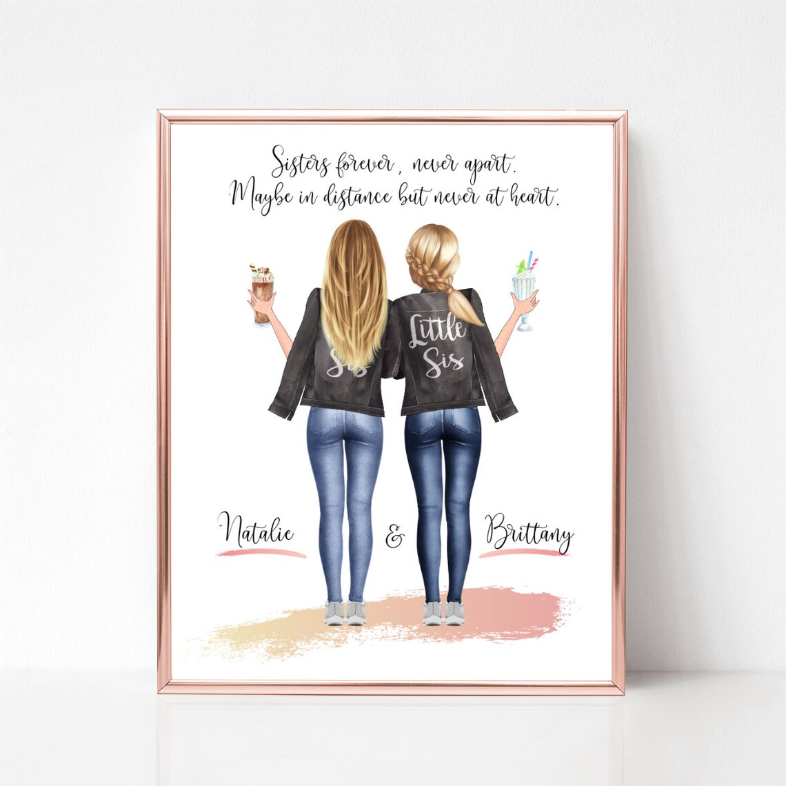 Big Sis Little Sis Sisters Forever Never Apart Quote Poster Gift - Image 2