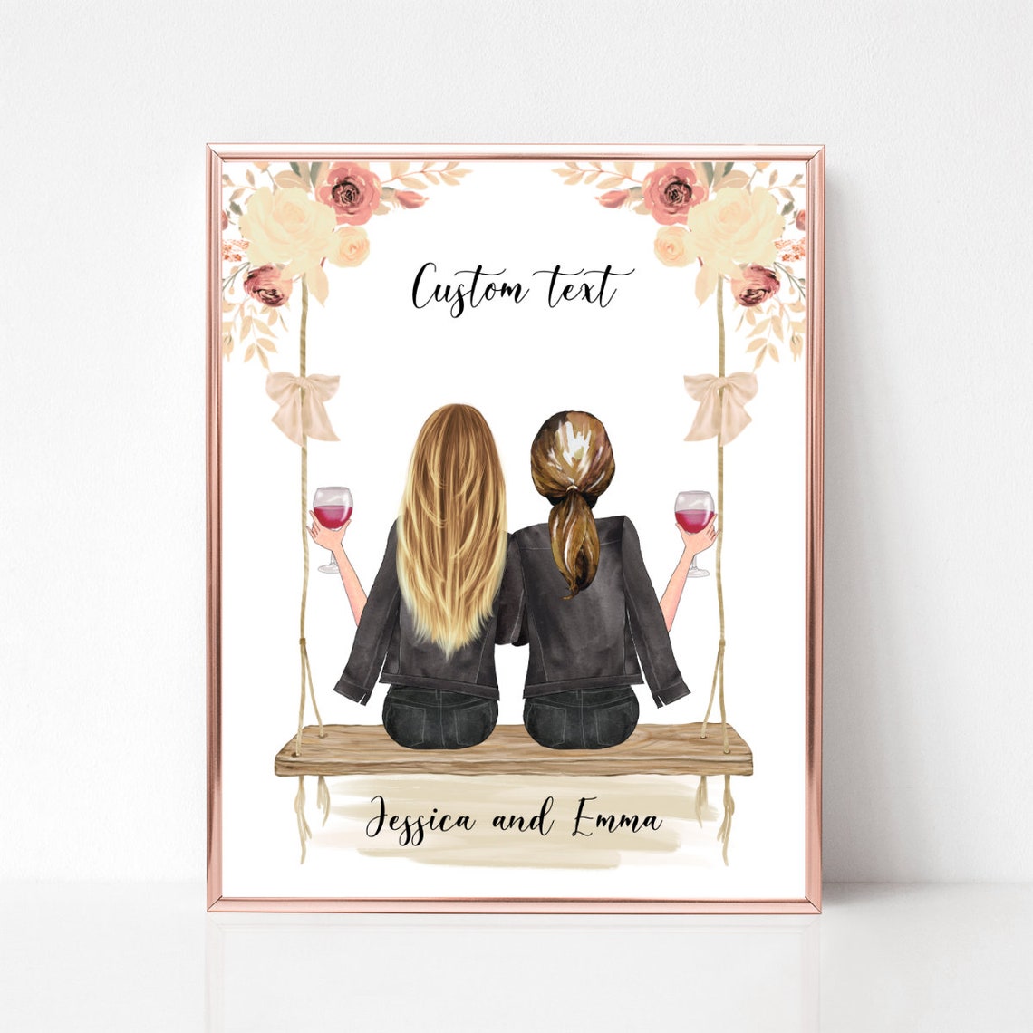 Best Friend Birthday Gift Best Friend Gift Personalized Gifts Family Portrait Best Friends Print Sister Print Gift For Mother
