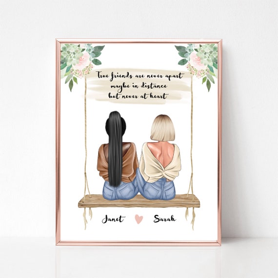 True Friends Are Never Apart Friendship Swing Poster Gift for Her