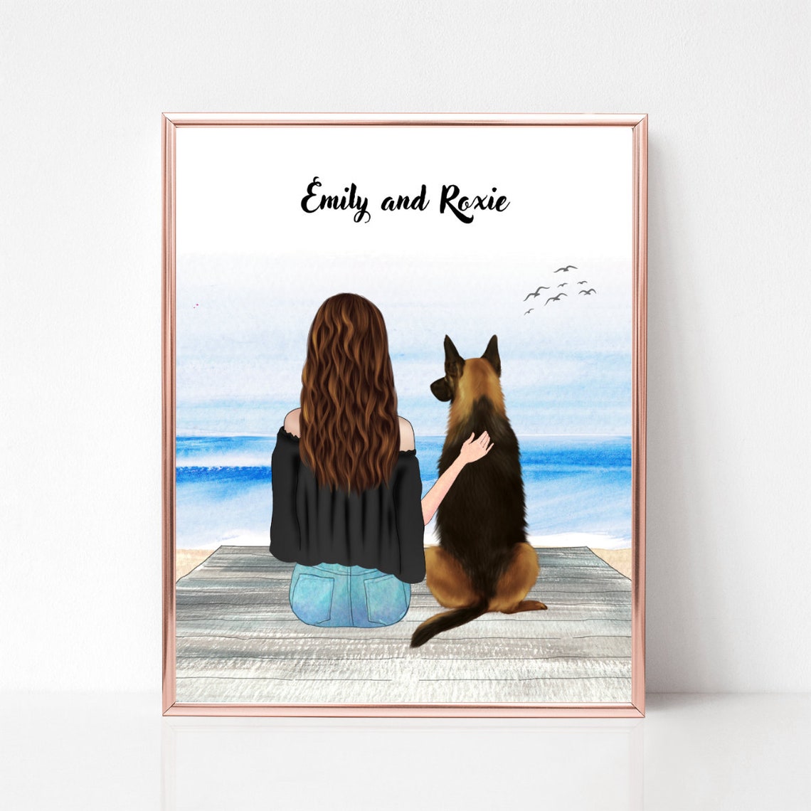 My Dog And Me Portrait Custom Dog Mom Print Dog Mom Gift Gift For Dog Mom Dog Lover Print Personalized Dog Gifts Dog Mom Print - Image 2