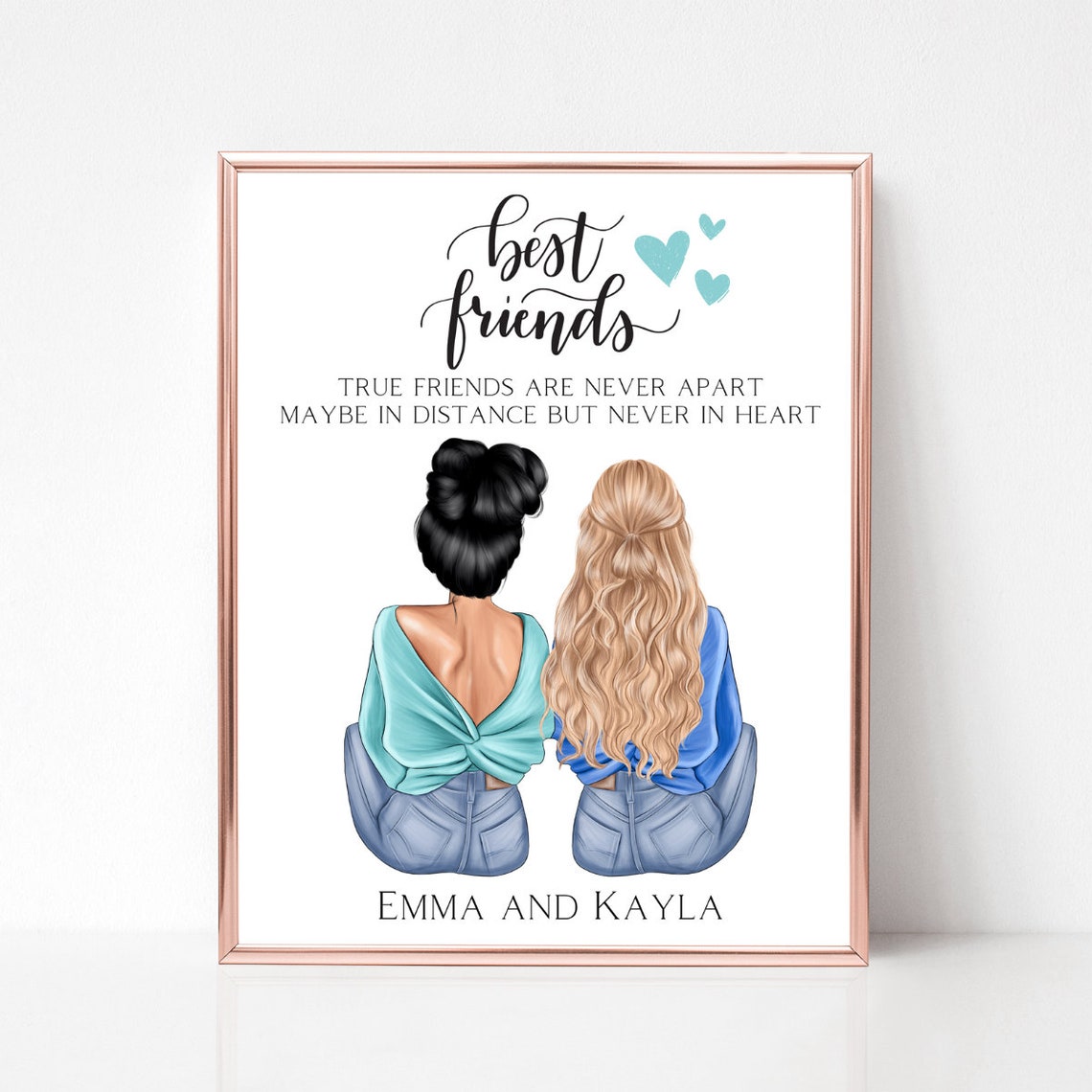 True Friends Never Apart Distance Quote Personalized Bestie Poster - Image 2