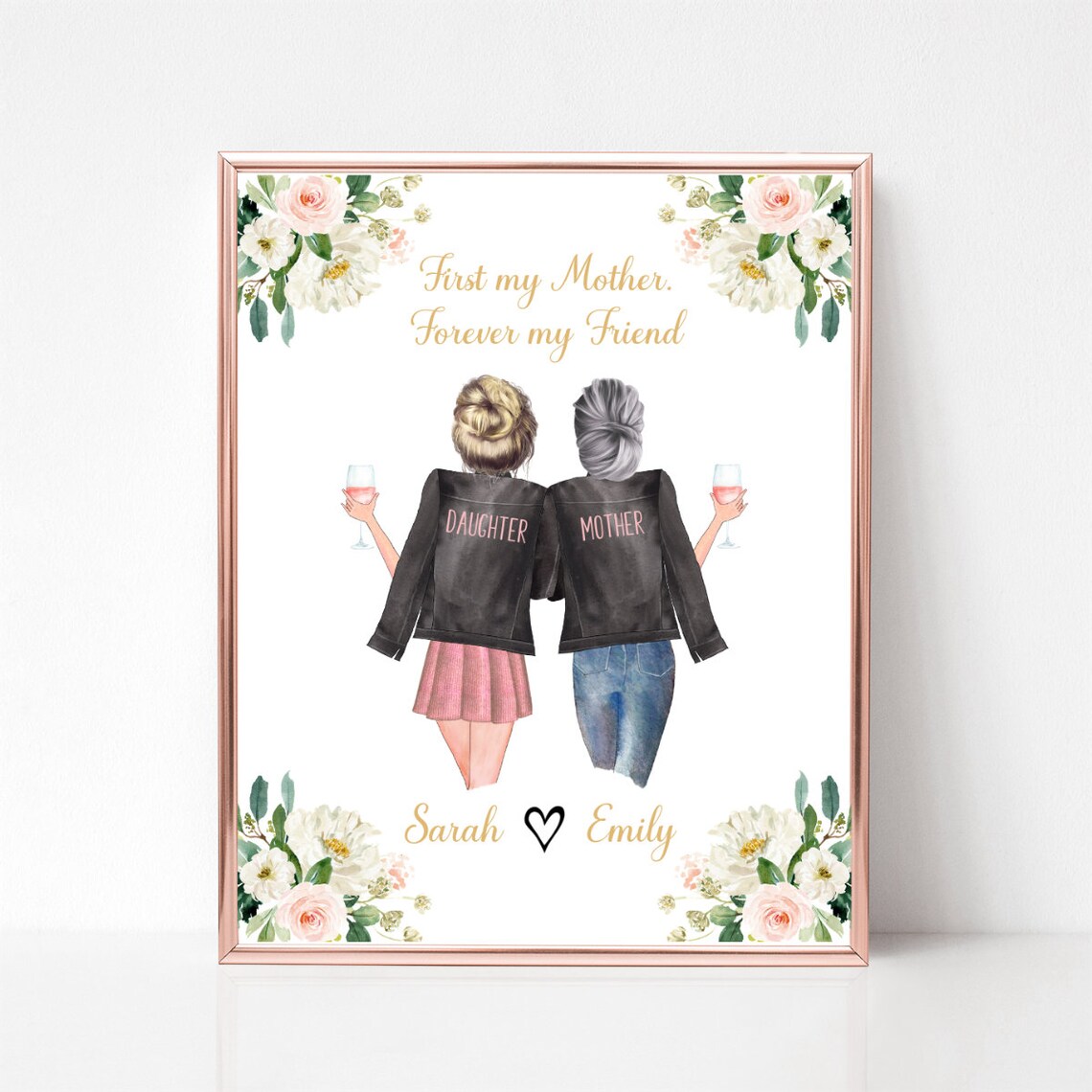 First My Mother Forever My Friend Wine Toast Keepsake Portrait Poster