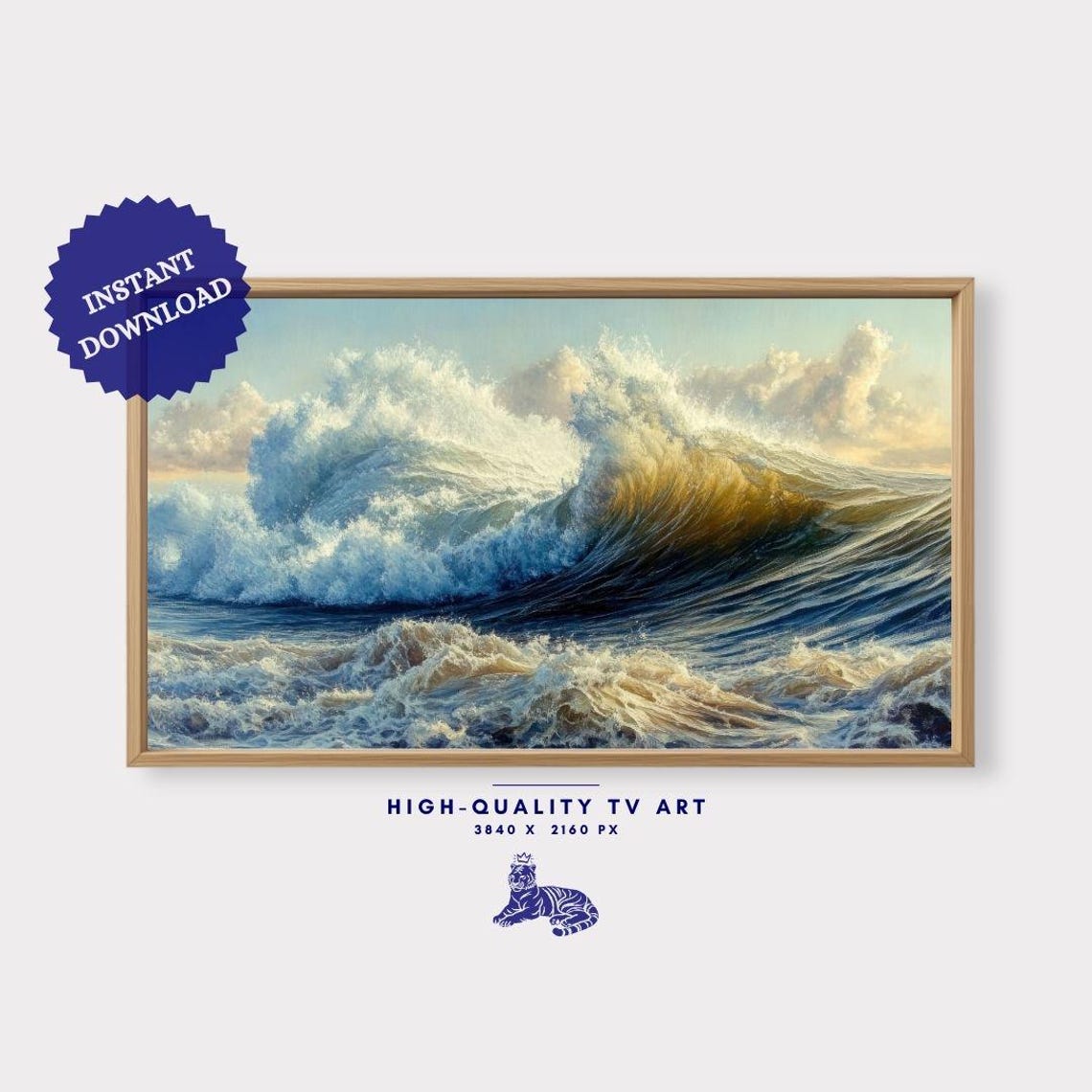 Frame Tv Art Frame Tv Art Vintage Pastel Costal Oil Painting Moody Ocean Summer Sea Art For Frame - Image 3