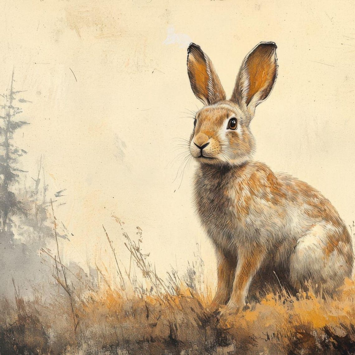 Vintage Farmhouse Oil Painting Neutral Bunny Frame Tv Art Frame Tv Art Art For Frame Tv 169 Ratio - Image 4