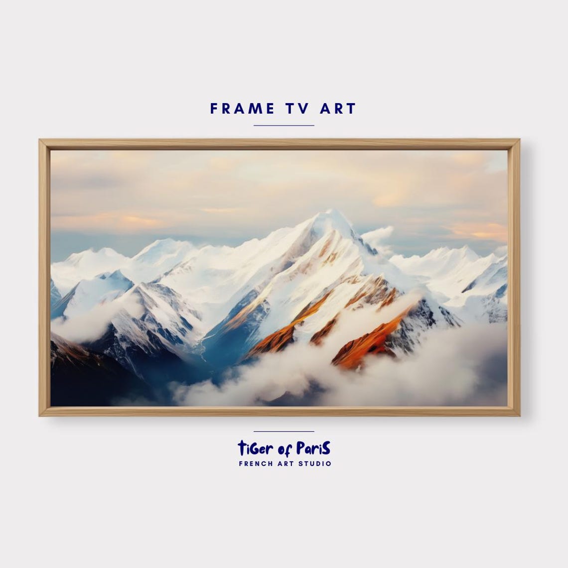 Frame Tv Art Snowy Mountain Oil Painting For Frame Tv Serene Landscape Art Nature Wall Decor 169