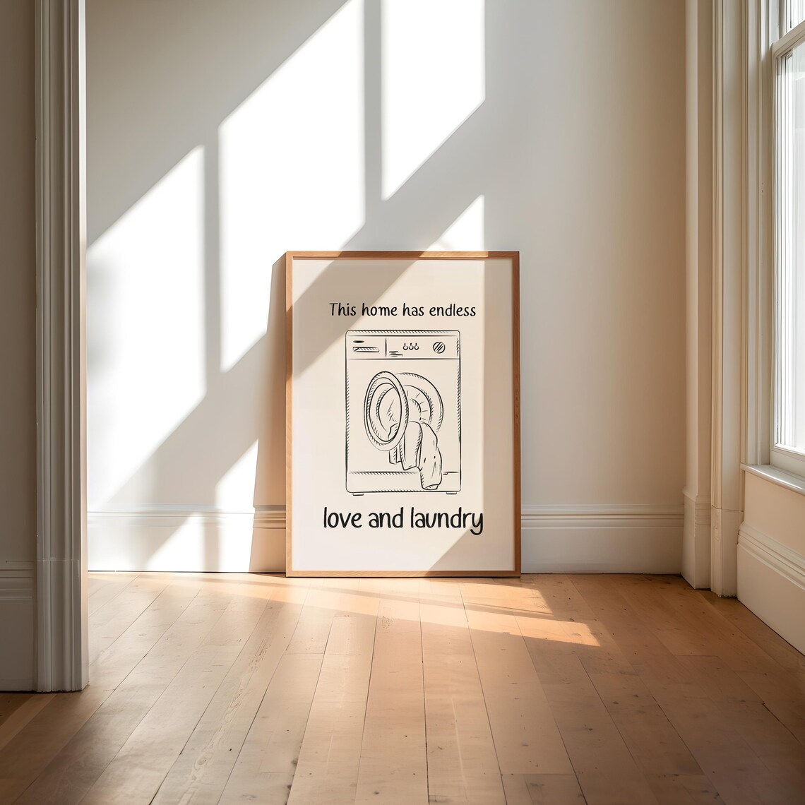 This Home Has Endless Love and Laundry Washer Sketch Funny Room Poster - Image 2