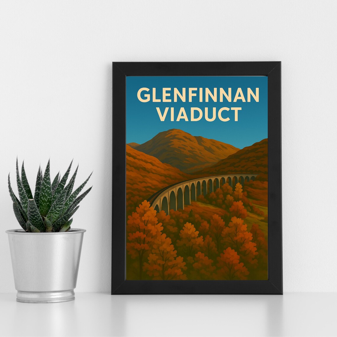 Glenfinnan Viaduct Autumn Forest Highland Vintage Travel Poster