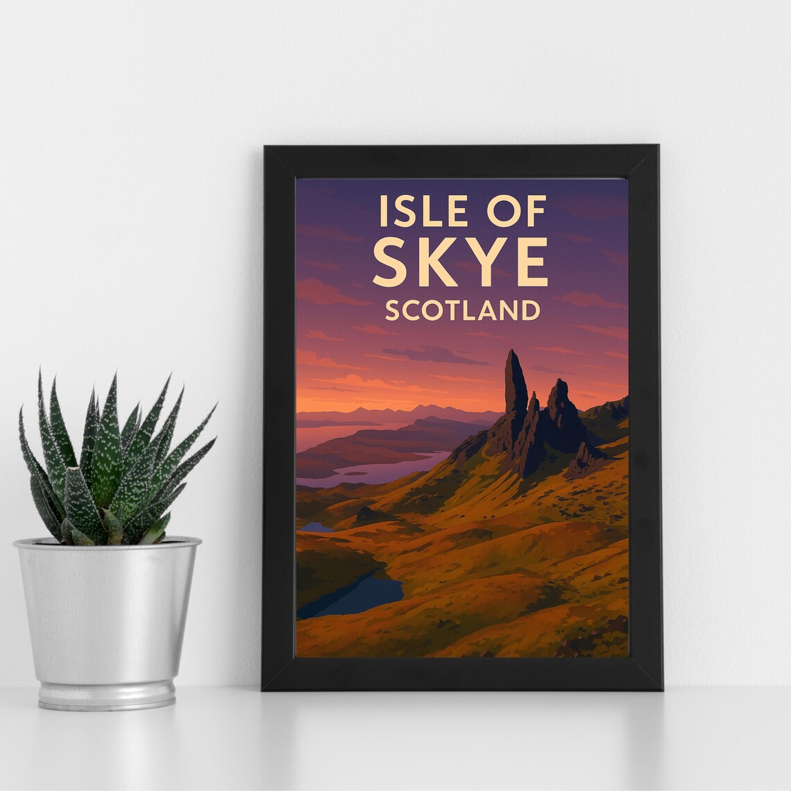 Isle Of Skye Scotland Dramatic Sunset Peaks Vintage Travel Poster