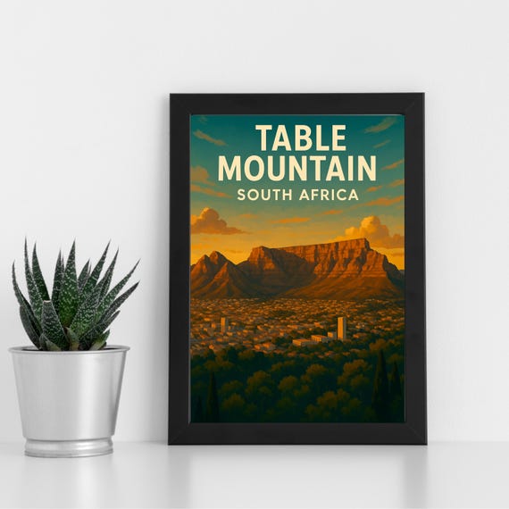 Table Mountain Print Artwork L South Africa Custom Poster Postcard Framed Greeting Card Portrait