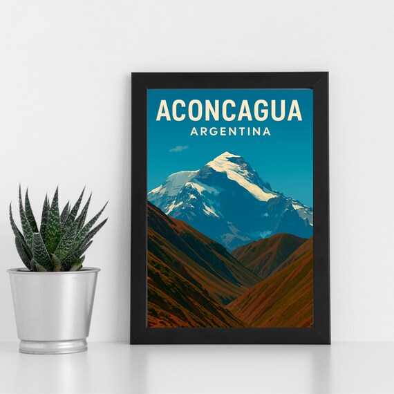 Aconcagua Print Artwork L Argentina South America Custom Poster Postcard Framed Greeting Card Portrait