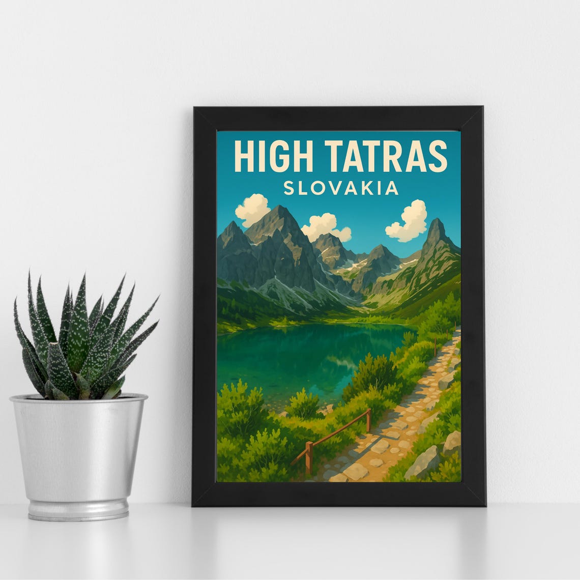 High Tatras Slovakia Alpine Lake Mountain Retro Travel Poster