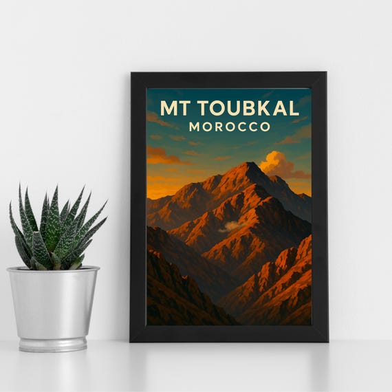 Mt Toubkal Print Artwork L Morocco Africa Custom Poster Postcard Framed Greeting Card Portrait