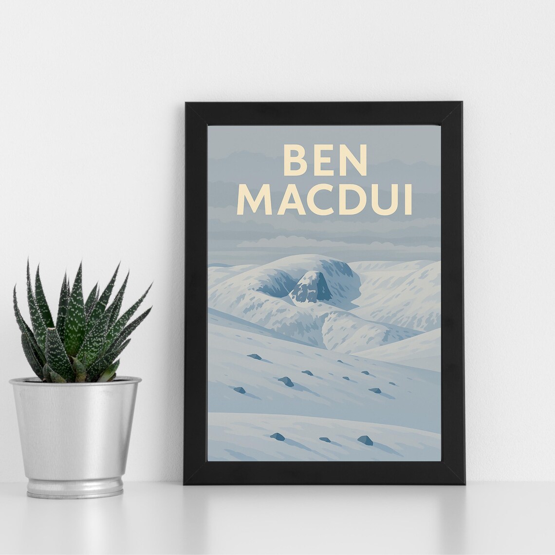 Ben Macdui Scotland Snowy Cairngorms Summit Winter Travel Poster