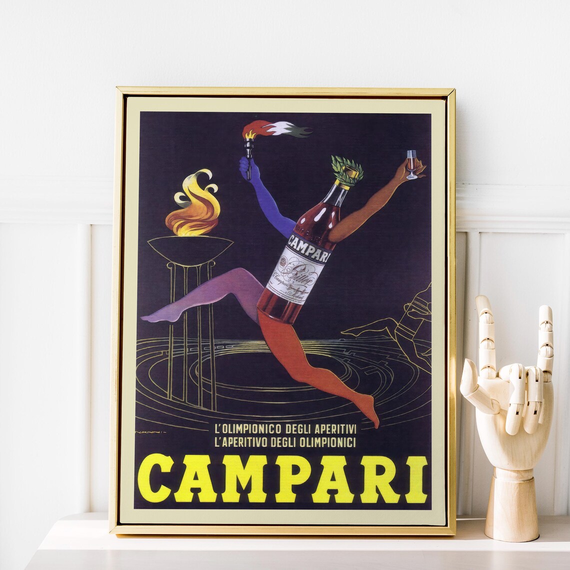 Campari Olympic Runner Torch Vintage Italian Advertising Poster - Image 3