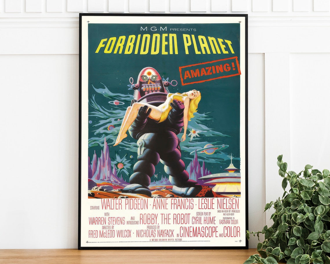 Classic Forbidden Planet Movie Poster Vintage Trendy Wall Art Cinema Room Decor Print At Home Movie Geek Collectible