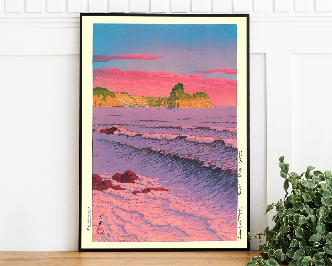 Kawase Hasui Morning Sea At Shiribeshi Japanese Woodblock Print