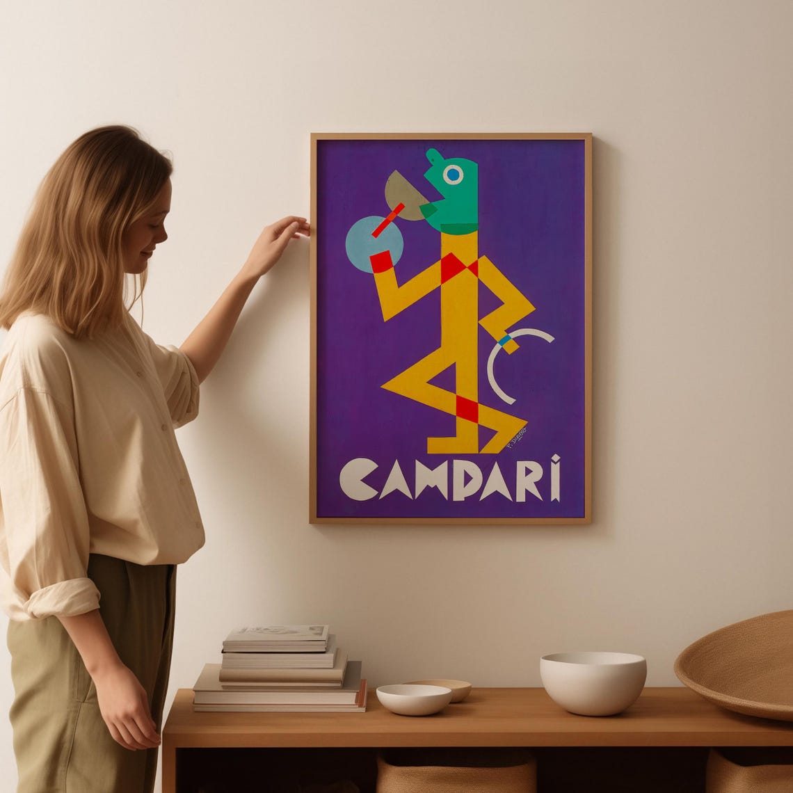 Campari Purple Geometric Depero Modernist Vintage Art Poster - Image 3