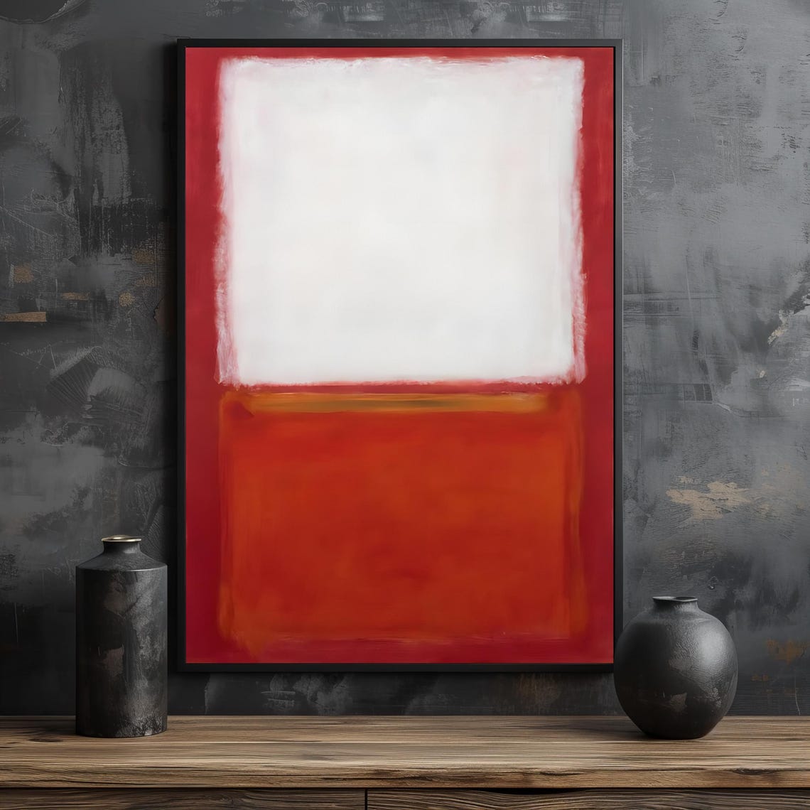 Minimalist White Red Abstract Color-Field Modern Decor Poster - Image 2