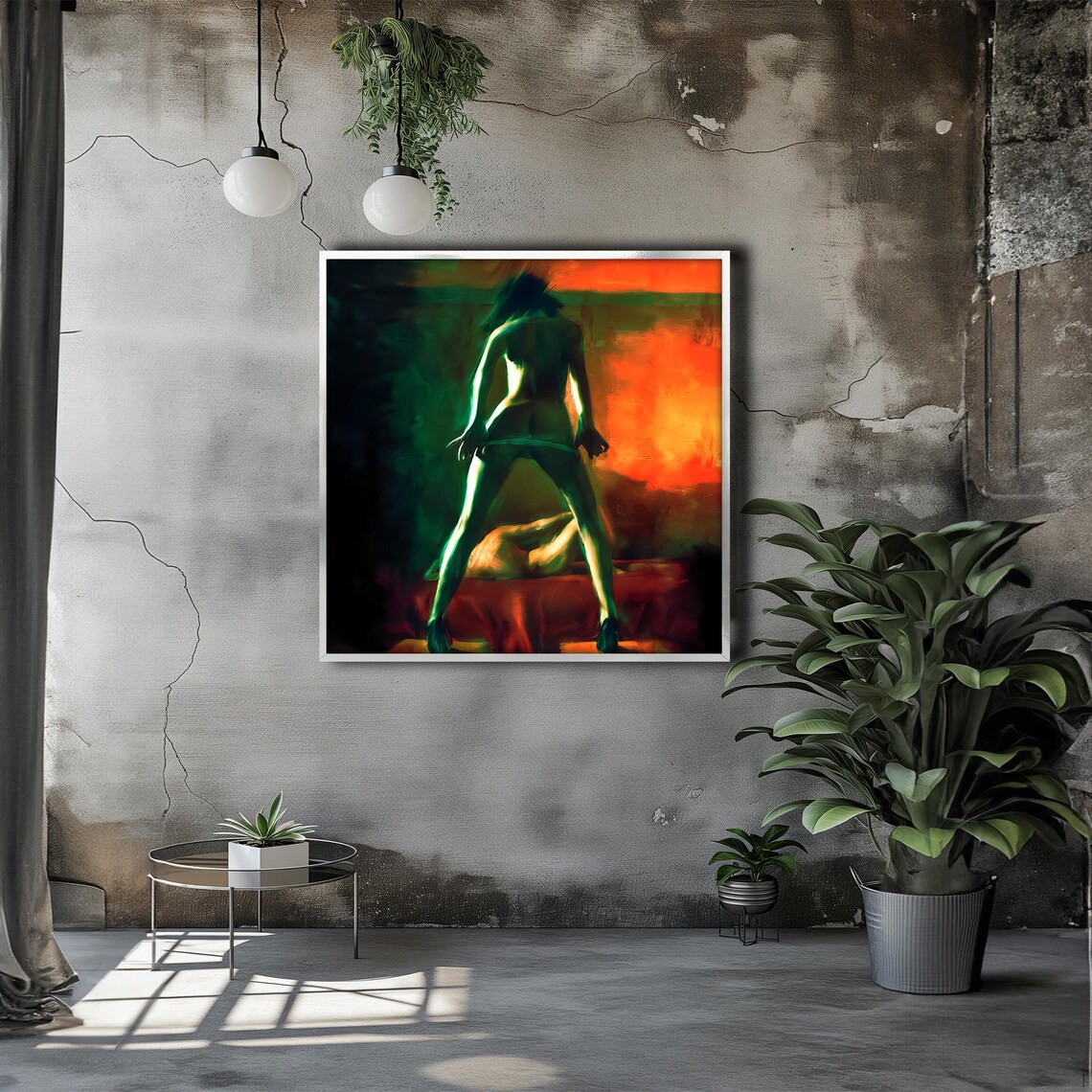 Sensual Woman Silhouette in Fiery Colors Intense Dance Art Poster - Image 3