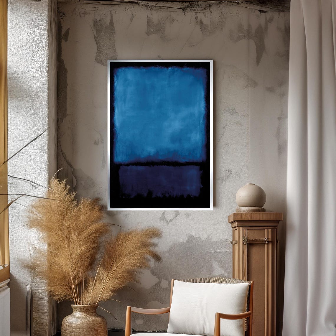 Moody Mark Rothko Painting In Deep Blue And Black Striking Abstract Art Gift For Contemporary Decor - Image 3
