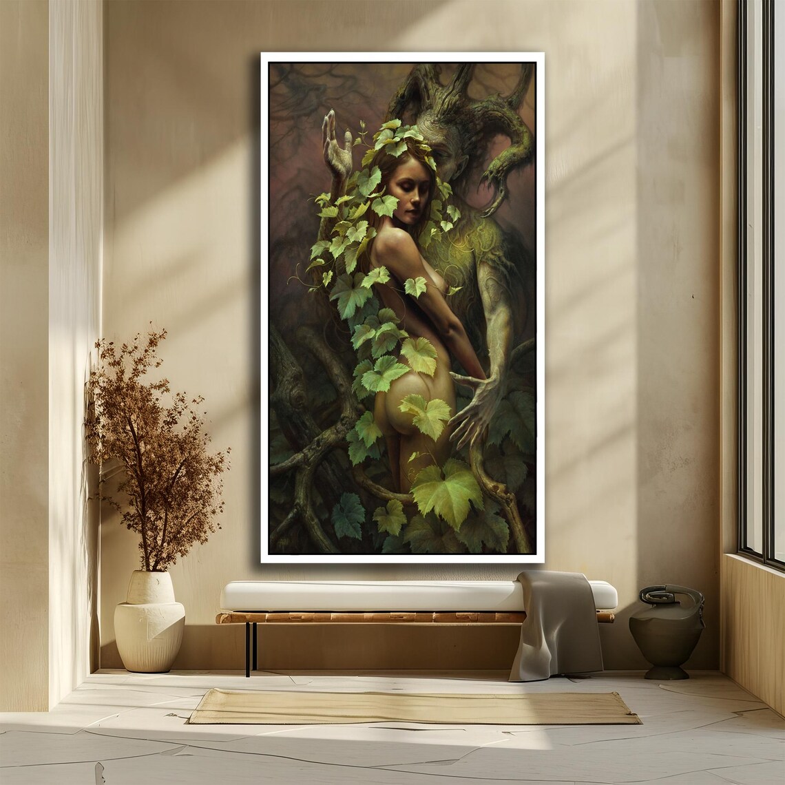Enchanted Embrace Mystical Woman Entwined With A Forest Tree Spirit Poster - Image 2