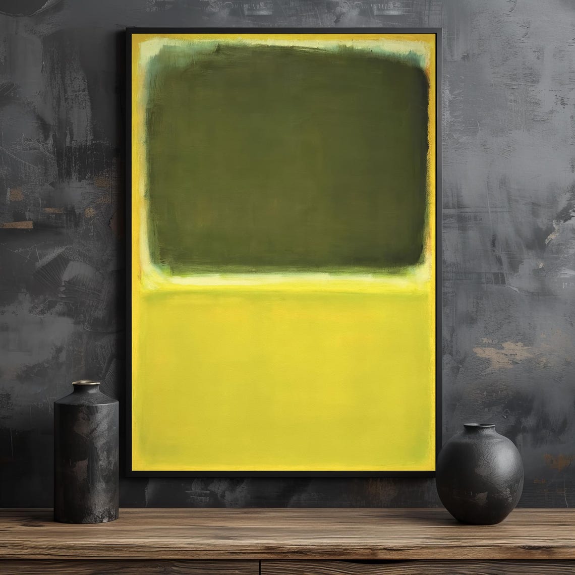 Vibrant Green Yellow Color-Field Abstract Modern Decor Poster - Image 2