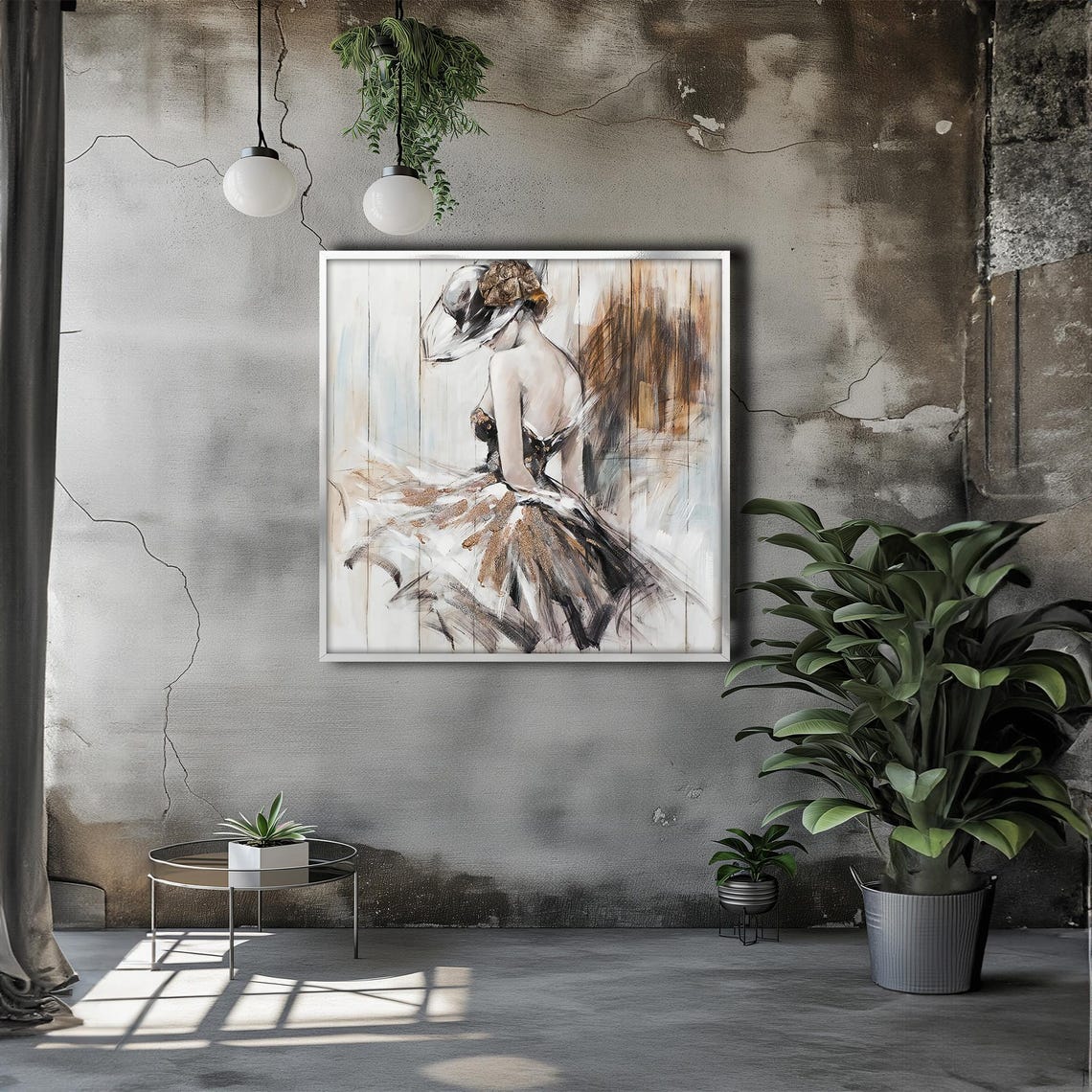 Refined Ballet Dancer In Elegant Hat Graceful Painting For Dance Enthusiasts And Sophisticated Decor - Image 3