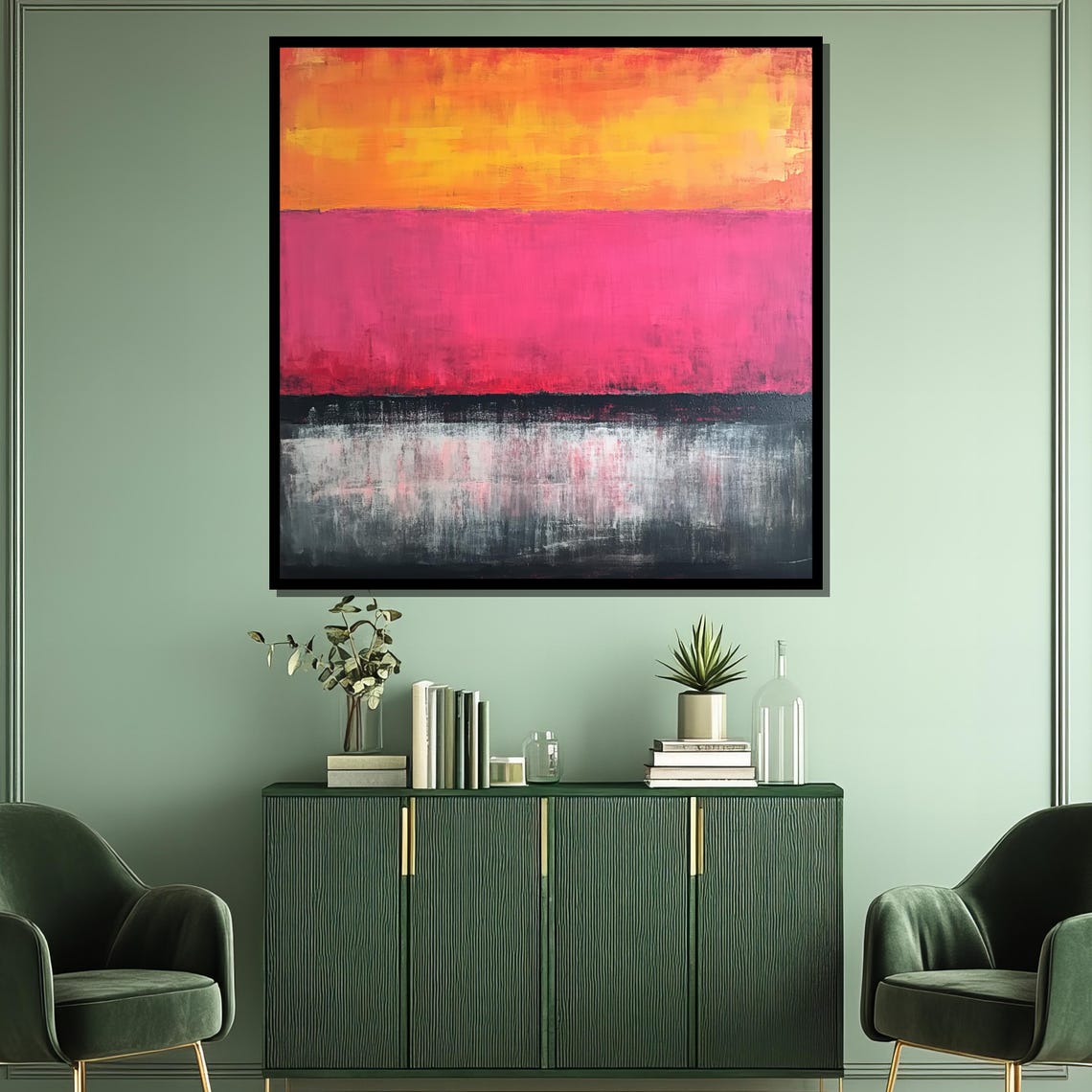 Rothko Style Orange Pink Gray Bands Color Block Abstract Art Poster - Image 3