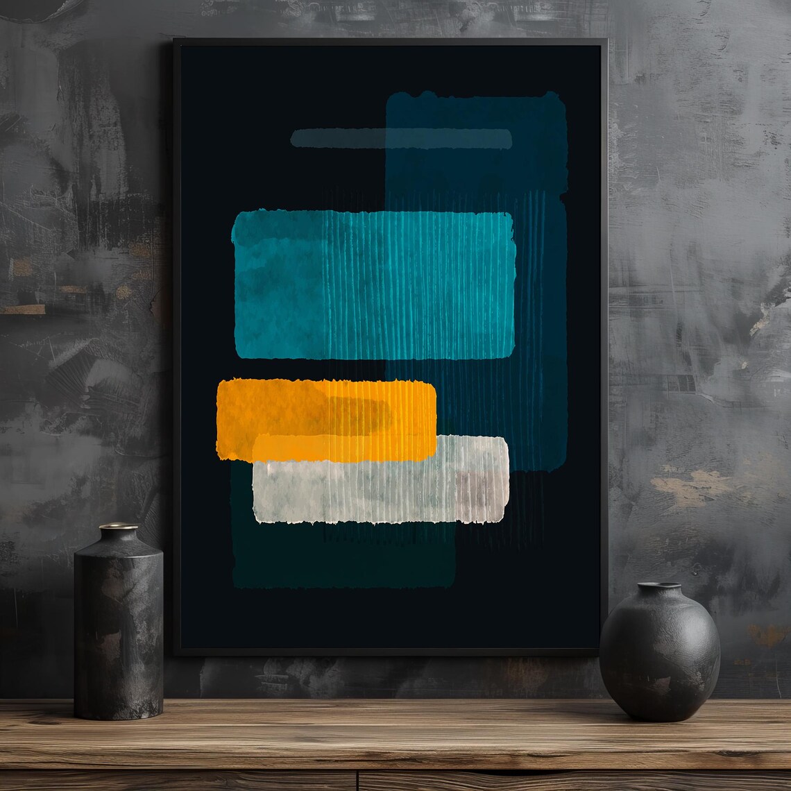 Bold Teal And Orange Abstract Painting By Mark Rothko Vibrant Modern Art For Contemporary Home Decor Gift Idea - Image 2