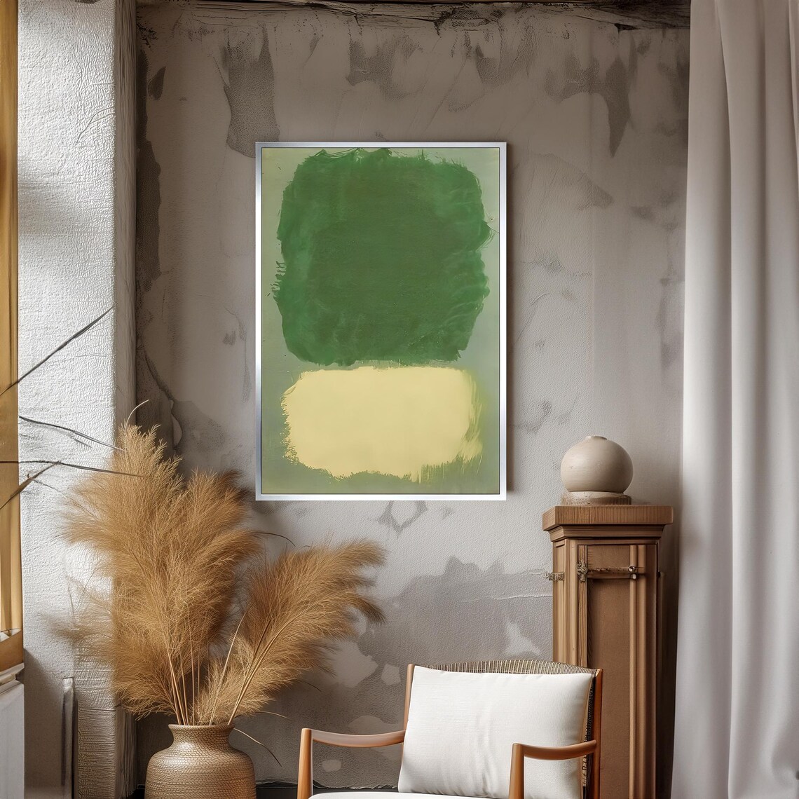 Soothing Green Cream Abstract Color-Field Nature Decor Art Poster - Image 3