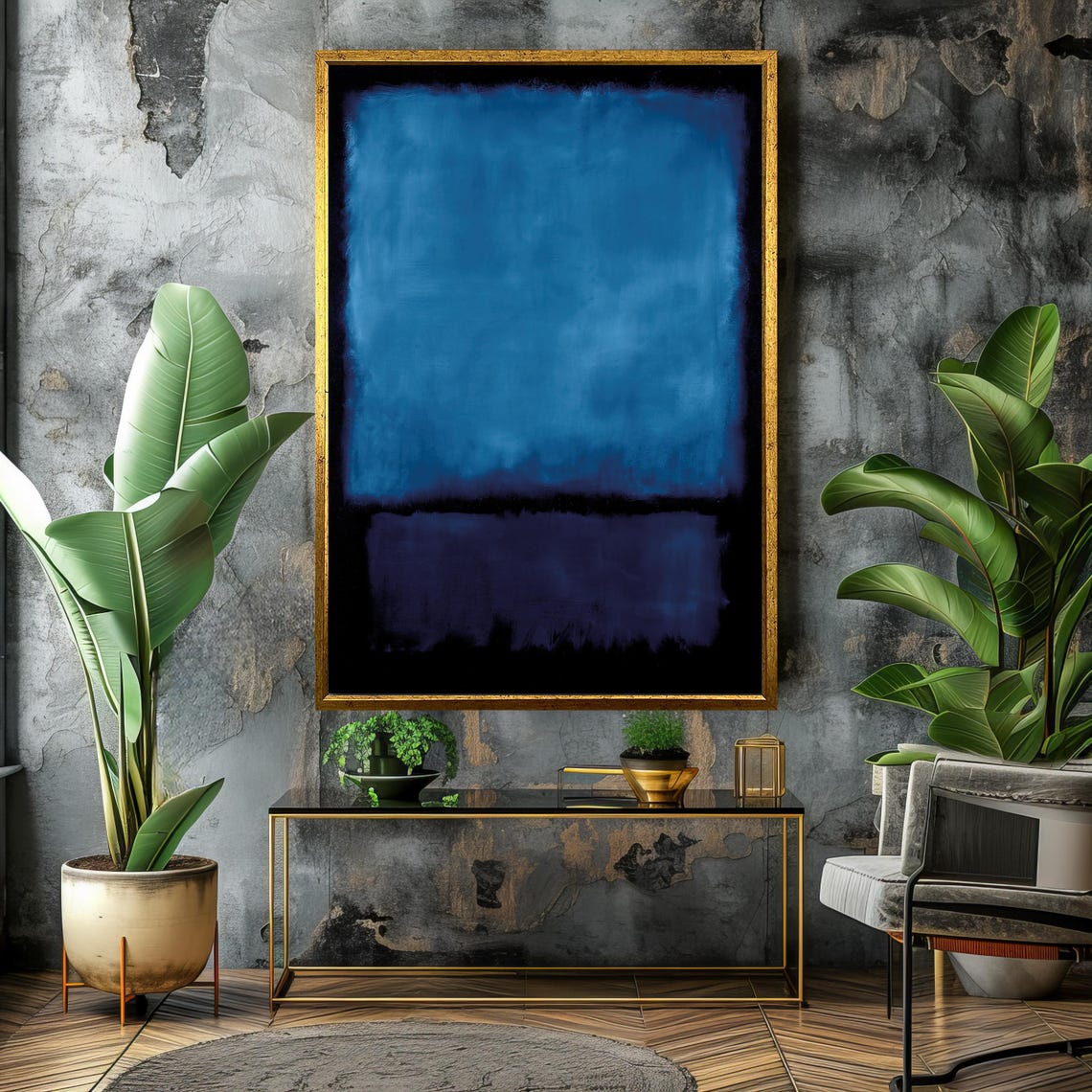 Moody Mark Rothko Painting In Deep Blue And Black Striking Abstract Art Gift For Contemporary Decor - Image 4
