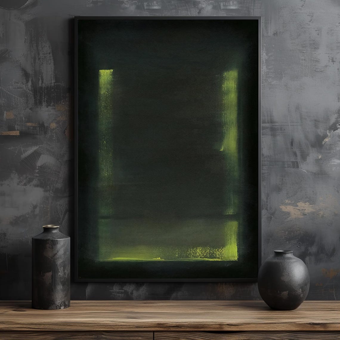 Dark And Moody Green Abstract Painting By Mark Rothko Atmospheric Modern Art For Contemporary Home Decor Gift - Image 2