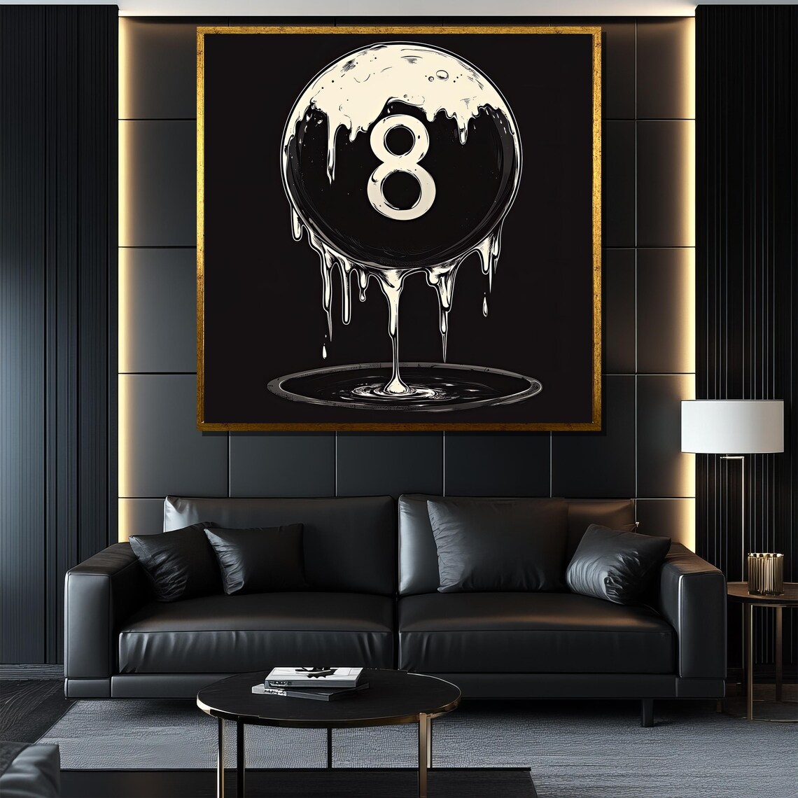 Melting 8 Ball Dripping Surreal Billiards Game Room Art Poster - Image 4