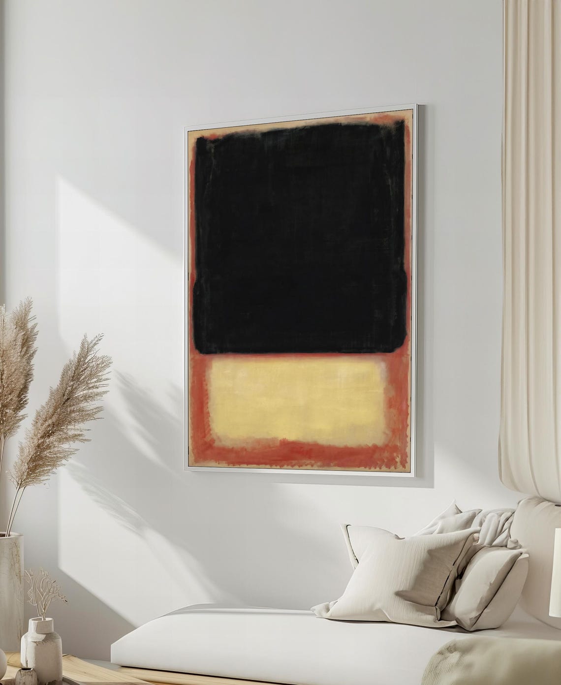 Mark Rothko Style Deep Black And Warm Cream Abstract Art Poster