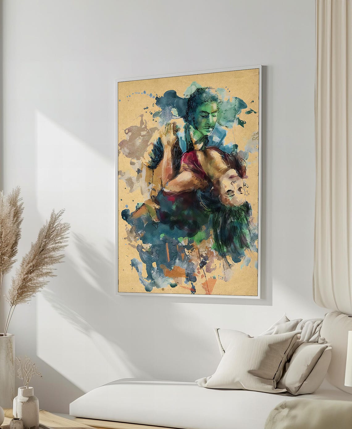 Abstract Tango Duo Expressive And Colorful Dance Painting Unique Gift For Dance And Art Lovers