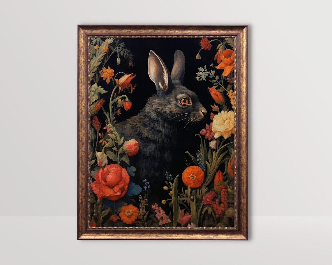 Black Rabbit Gothic Dark Academia Wall Art Print